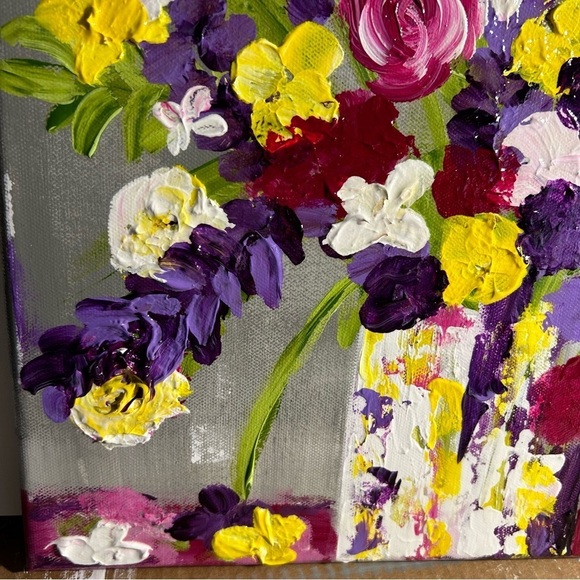 Original Acrylic Canvas Art Bountiful Boquet Impressionism - Picture 12 of 14